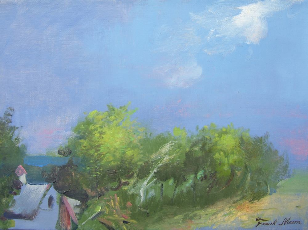House and Wind Blown Trees