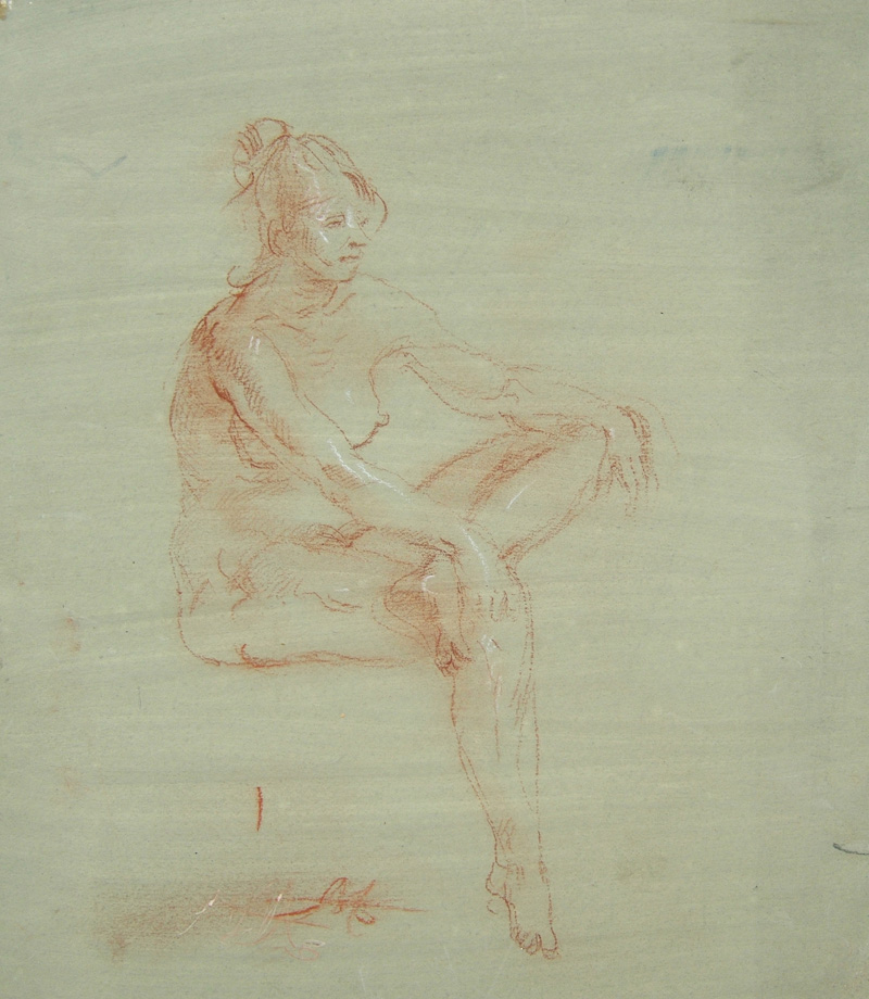 Seated Nude, three quarter