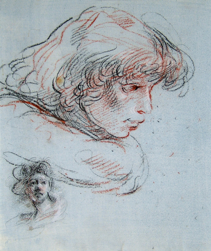 Portrait Head of Boy, Side View, with Small Sketch