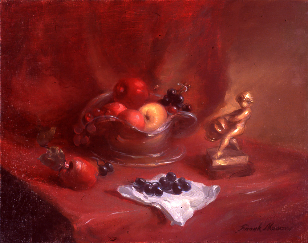 Bronze Figure with Bowl of Fruit